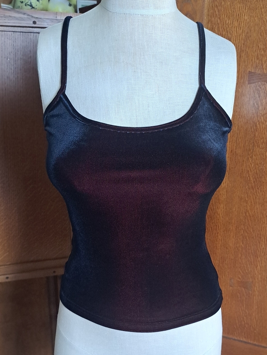 Express Tops - Express World Brand Velvet Cami Top Small Black Burgundy Y2K